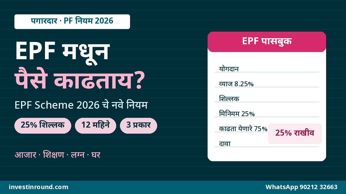 EPF मधून पैसे काढण्याचे नवे नियम 2026: 25% मिनिमम बॅलन्स, आजार-शिक्षण-लग्न-घरासाठी किती रक्कम, नोकरी सुटल्यावर काय आणि टॅक्स 1 EPF मधून पैसे काढण्याचे नवे नियम 2026 पीएफ आंशिक पैसे काढणे 25 टक्के मिनिमम बॅलन्स मराठी गाइड
