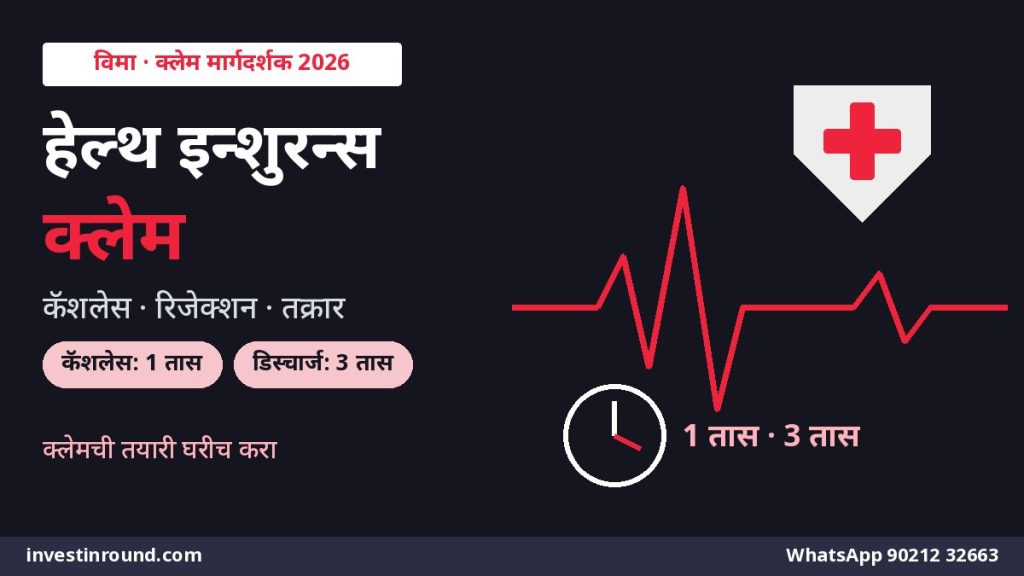 हेल्थ इन्शुरन्स क्लेम 2026 कॅशलेस 1 तासात डिस्चार्ज 3 तासात क्लेम रिजेक्शन कागदपत्रं आणि तक्रार मराठी गाइड
